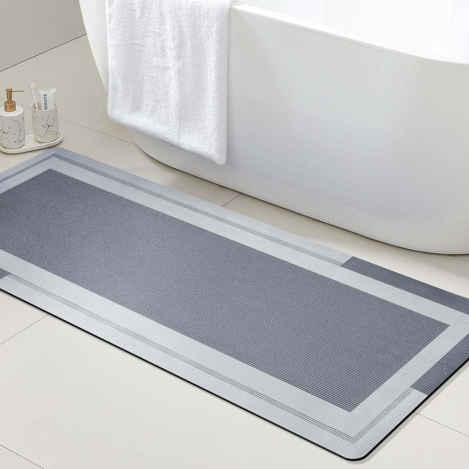 Zara Home Bathroom Mat - VIKAMA-alfombrilla para baño con respaldo de